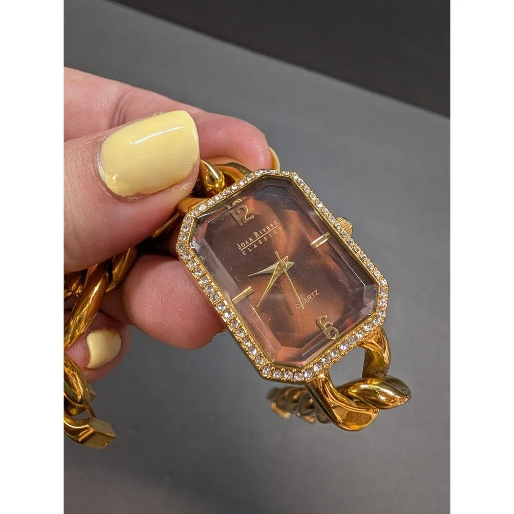 Joan Rivers Classics Ladies Quartz Watch Brown Diamond Dial Untested